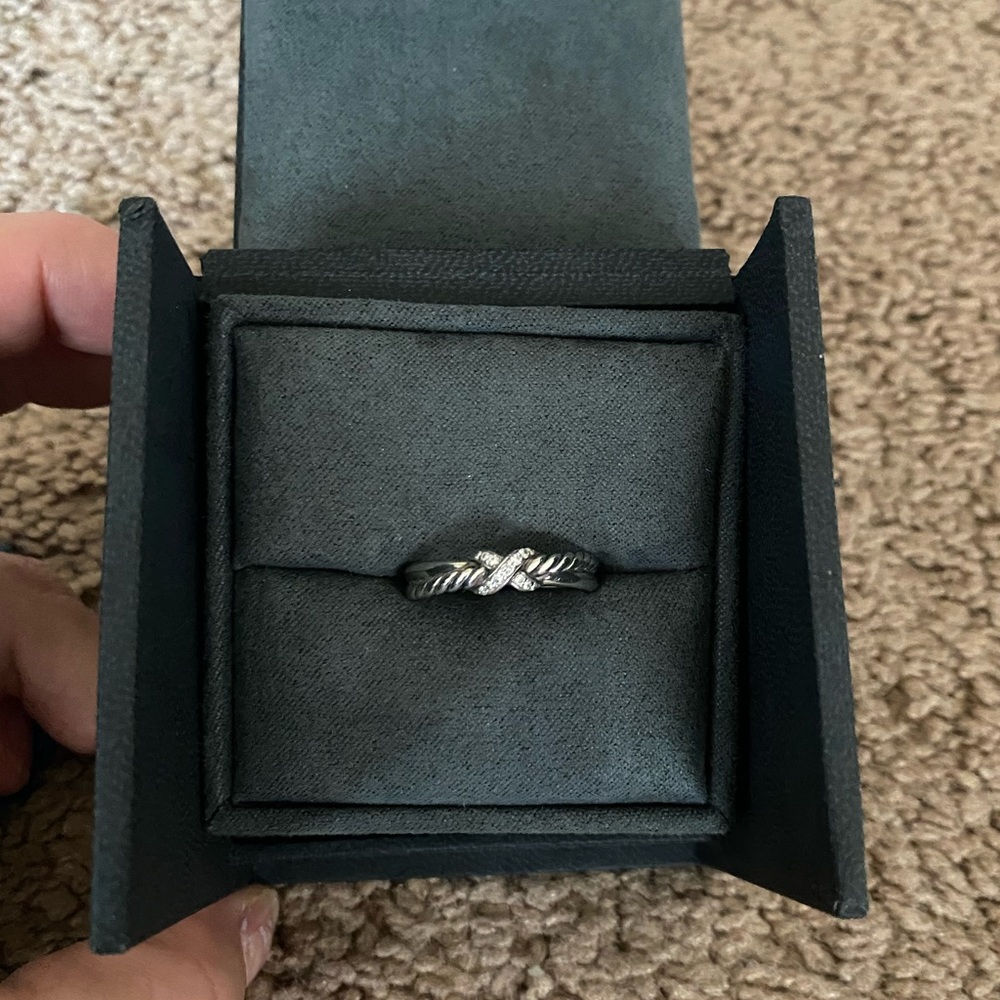 David Yurman Petite X Ring with Pavé Diamonds